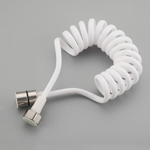TYMYW Tuyau de Douchette Wc Tuyau de Douche Rétractable, Tuyaux de Douche de Remplacement À Ressort pour Pulvérisateurs de Douche À Main,Blanc,2M