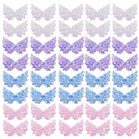 40 Pegatinas De Tela con Alas De Lentejuelas, Pegatinas Decorativas De Tela, Accesorios para Manualidades, Pueden Decorar Ropa, Bolsos, Fundas De Cojines, Cortinas