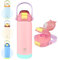 BOGI Metal Water Bottle with Straw, 720ml Stainless Steel Water Bottle for Sports Travel Gym Leak Proof Insulated Water Bottle with 2-in-1 Duo Lid for Boys Girls Keep Drinks 12h Hot & 24h Cold | Pink