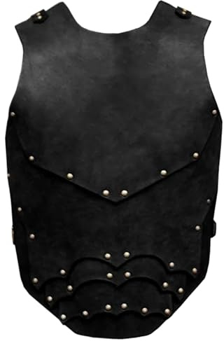 Odoukey Bröstrustning, medeltida kostym män PU-läder rustning justerbar bröstskydd, viking krigare bröstplatta rustning, svart retro riddare för LARP halloween cosplay fest