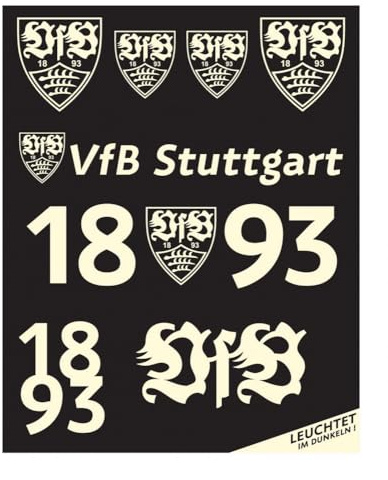 VfB Stuttgart Leuchtsticker 8tlg Aufkleberkarte nachtleuchtend Aufkleber Sticker