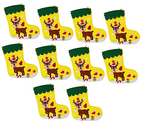 TOYANDONA 10stücke Weihnachts-nähset Diy Handwerk Weihnachtsstrümpfe Strümpfe Weihnachten Weihnachtsornamente Junge Mädchen Weihnachtssocken Weihnachtsstrumpf Gestrickt
