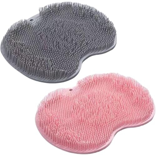 Konbawa Shower Foot & Back Scrubber Massage Pad, Foot Scrubber for Shower Floor, Silicone Hands Free Back Scrubber for Shower, Silicone Bath Massage Cushion Brush with Suction Cups