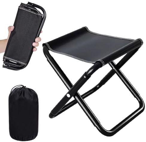 VOHESEA Campinghocker Faltbar, Tragbarer Klapphocker mit Tragetasche, Mini-Klapphocker, Anglersessel klappbar, Klappstuhl für Reisen Outdoor, Gartenstuhl Faltstuhl Relaxsessel, 200kg Belastbarkeit