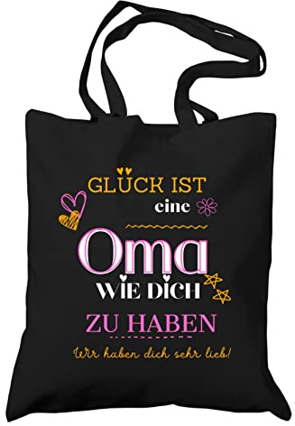 FremiBag Stofftasche für die beste Oma - Glück ist es eine Oma wie dich zu haben -Geschenk für Oma - Geschenk Grossmutter, Geschenkidee für Oma - Neu