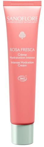 Sanoflore - Crème Hydratation Intense Rosa Fresca – Crème fondante Bio à l’Hydratation Durable & Éclat Immédiat – Rose de Damas, Acide Hyaluronique, Beurre de Karité – Peaux normales à sèches – 40 ml