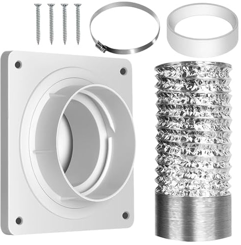 Tuyau d'Évacuation Sèche-Linge | Kit D'Évacuation Intérieur Pour Seche-Linge | Pièces de Raccordement pour Murale de Climatiseur Ventilateur d'Extraction Salle de Bain Cuisine