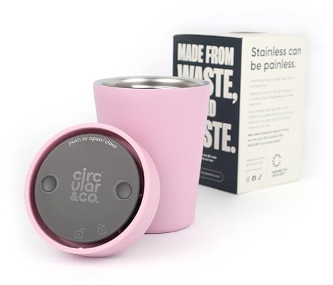 Circular&Co 8oz / 227ml Stainless Steel Travel Mug – Reusable Thermal Coffee Cup – Leakproof, Insulated & Barista Friendly Eco Mug for Everyday Use - Dusk Pink