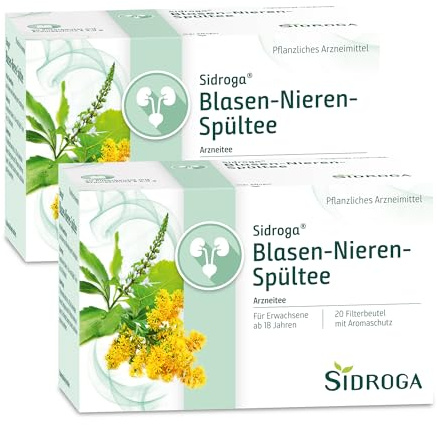 Sidroga® Blasen-Nieren-Spültee, Arzneitee, 2x 20 Teebeutel à 2 g | zur Durchspülung der Harnwege, bei leichteren Harnwegsbeschwerden, Nierengrieß-Vorbeugung, pflanzlich