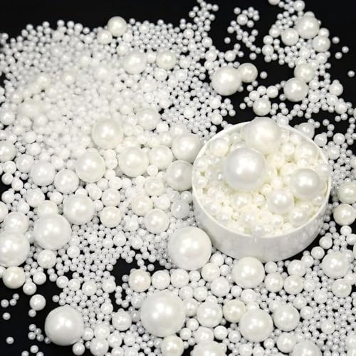 130g Edible Pearled Sprinkles Mix - White Pearl Sugar Cake Decorations Sprinkles - Cupcake Toppers & Cookie Decorating - Ice Cream Celebrations - Wedding & Party Shaker Jar - Edible Pearls for Adults