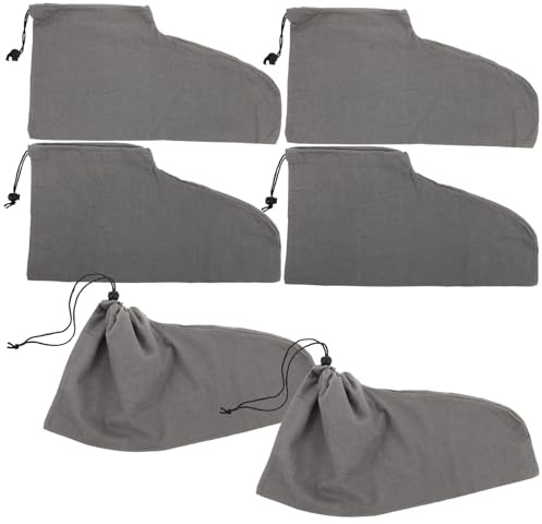 Borsa per Scarpe da Viaggio in Cotone Coulisse 6 Pezzi | Formato 45×25, Colore Grigio Scuro, Chiusura a Bottone, per Stivali, Organizzazione Casa e Stagioni