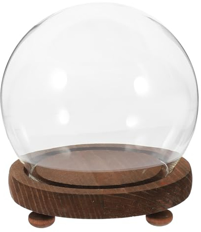 BESPORTBLE Cloche en Verre Ronde Transparente avec Base Vintage Dôme Décoratif 12 CM pour Micro-Paysages Fleurs Préservées et Décoration Intérieure Accessoire Jardinage et Terrarium