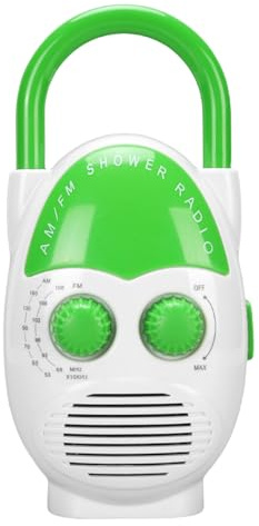 MENDUNER AM FM Radio IPX5 Wasserdicht, Tragbares Duschradio, 500 MW Lautstärke, Einstellbar, für Zuhause, Badezimmer, Küche, Drinnen und Draußen, für den Notfall, Batteriebetrieben, Grün