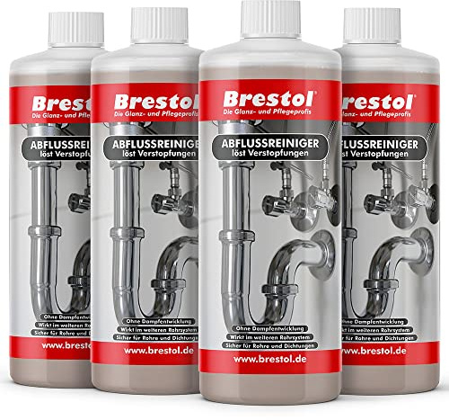 Desatascador 4 x 1000 ml – Limpiador de tuberías líquido sin desagüe, limpiador de sifón puro