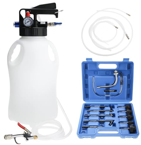 FreeTec Getriebeöl Einfüllgerät,10L Pneumatische Getriebeöl Pumpe, 2 en 1 Ölabsaugpumpe und Öl Einfüllgerät mit 14tlg ATF Adaptersatz für Auto Traktor