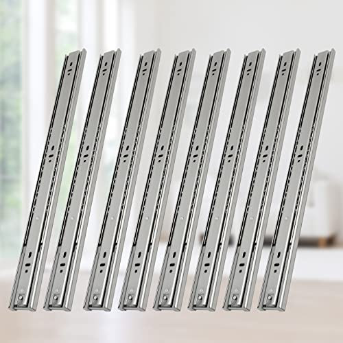 Lospitch 4 Paar (8 Stück) Vollauszüge Schubladenschienen 400mm Teleskopschienen Kugelführung Automatische Abschaltung mit Tragkraft 35 Kg