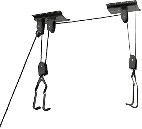 Fahrradlift mit Flaschenzug | Fahrradaufhängung zur Deckenmontage | Tragkraft - 20kg | Deckenhalterung für Fahrräder | E-Bike Deckenlift mit Seilzug -Fahrradaufzug | Universal für Leiter, Schlauchboot