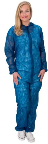 100 x Maleroverall - Einweg Maler Overall Maleranzug Fastnacht Karneval Freizeit (M, Blau)