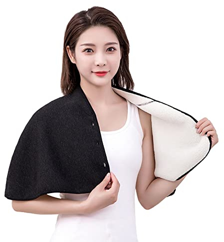 Schulterumhang Doppelseitiger Plüsch Warmer Weste-Schal Waschbarer Nacken-Wärmeauflage Alte Leute Schulterschutzschal Winter Schulterwärmer Schulterkap Poncho Schal für Winter Schulter und Hals warm