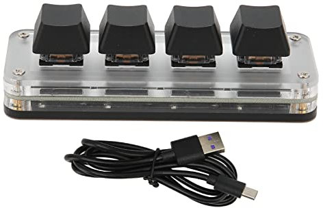 ciciglow Tastierino USB Mini a 4 Tasti, Tastiera Meccanica Cablata di Tipo C con Una Sola Mano con 4 Tasti Completamente Programmabili per Dos, per Tutto, per Linux, per OS X, per