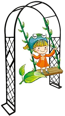 HASMI Metallgarten Arbor Bogen Stahl Rahmen Rosenbogen Zum Klettern Von Pflanzen/Black/W140*H230Cm
