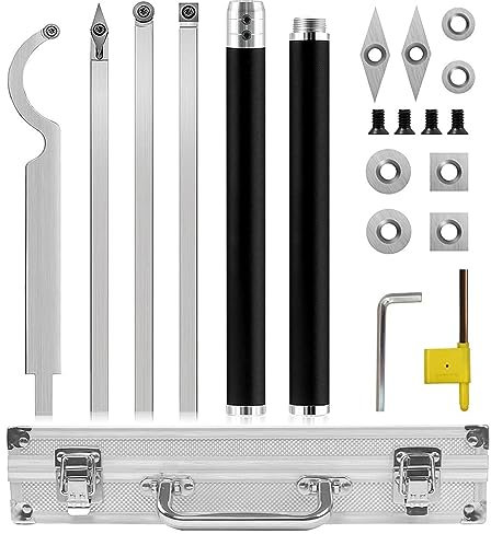 21 Stücke Drechseleisen Set, Wendeschneidplatten für Drechseln, Drechselzubehör Enthält Schwanenhal/Vierkant/Diamantform/Rund Drechselmess und Abnehmbarem Aluminiumgriff, Drechselbank Schnitzholz (24)
