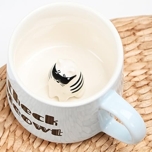 Disoza Kaffeetasse mit 3d Katze Geschenke für Frauen und Mädchen, Cute Mug, Lustige Katzenbecher, Geburtstagsgeschenk