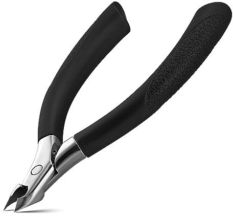 FVION Präzisions Nagelhautzange, Nagelhautschere Nagelhautentferner Professioneller 5mm, Nagelhautschneider mit Gummigriff Maniküre Werkzeug (Schwarz)