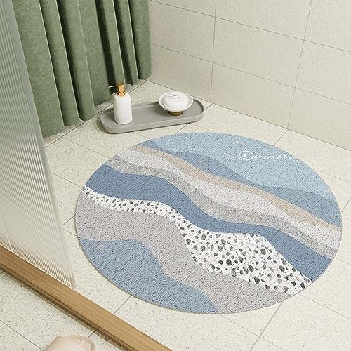 PALVJIE Runde Duschmatte, 80 cm, Luffa-Badematte für Badezimmer, Innendusche, rutschfest, Anti-Schimmel, PVC-Badewannenmatte mit Abfluss, schnell trocknend, Nassbereich, Duschmatte