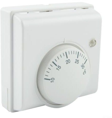 Termostato meccanico per stanza, 220 V AC, 50-60 Hz, termostato meccanico a 2 fili, adatto per caldaia combinata/normale, bianco