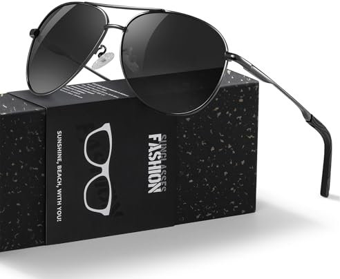 kunchu Sonnenbrille Herren Damen Polarisierte Unisex UV400-Schutz Klassische Ultraleichte Fahren Angeln Laufen Outdoor Schwarze Fliegerbrille Vintage Fahrerbrille Gun Ash