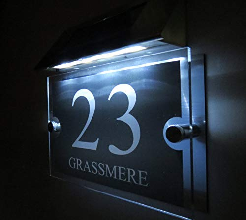 Maßgeschneidert Beleuchtete Solar Hausnummer Hausnummernschild 1-99999 Straßenname LED Für Wand