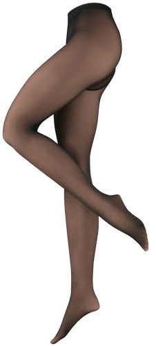 NUR DIE Damen Strumpfhose Warm & Transparent mit wärmendem Innenfleece 80 DEN Nylonstrumpfhose Feinstrumpfhose - schwarz - Größe 40-44