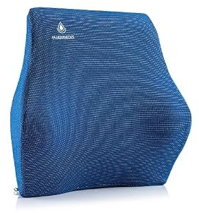 Pharmedis - Innenraum Lendenkissen - Auto Rückenstützkissen - Komfortabel Rückenkissen zum Büro - Orthopädisch Sitzkissen - 37x40 cm Lordosekissen - Rückenkissen für Reise - Blau