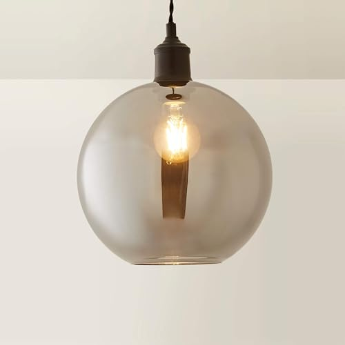 ValueLights | Smoked Glass Globe Ceiling Light Shade | Lamp Shades, Home Décor & Improvement Essential | 25cm Shade Width