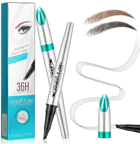 LOPHE ögonbrynspenna med 4 gaffelspetsar, långvarig vattentät ögonbrynspenna och 3D Microblading ögonbrynspenna Smudge-säker ögonbrynspenna, skapar ett naturligt utseende, ögonbrynsgaffelpenna