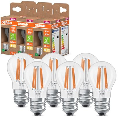 Osram LED Superstar Classic LED-Lampe P 40 in klassischer Miniballform, klarer Glaskörper, 2.2 W, 470 lm, E27, warmweißes Licht mit 2700 K, EEK A, 45 mm Durchmesser, 6-Pack