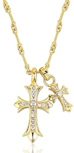 Lecxin Cross Pendant Necklace Gold Plated Cross Necklace for Gold Chain Jewellery for and Girls