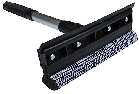 Raclette à Vitre Double Face Noire, Nettoyage Vitre Double Face | Grattoir à Glace pour Voiture, PP Bande en Caoutchouc et Éponge, Manche Démontable