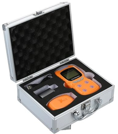 Gas Detector, 4 in 1 Gas Detector CO H₂S O₂ LEL Monitor Digital Handheld Carbon Monoxide Hydron Sulfide Air Quality Tester Detector(Orange)