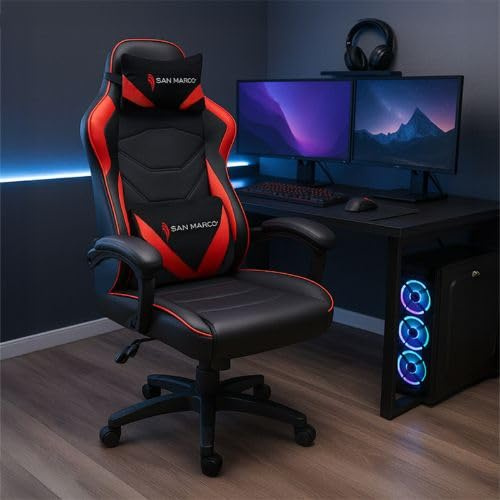San Marco Sedia Gaming Ergonomica (Rosso)