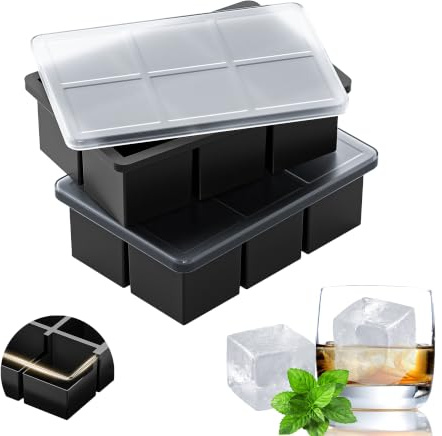 Easy Release Silikon Eiswürfelform, Eiswürfelbehälter mit Deckel - 2Pack - Flexibel BPA frei, 12 * 2in Extra Große Eiswürfel für Tonic Gin Whisky Cocktails Bier und Kaffee