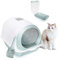 Masthome Cat Litter Tray, Enclosed Cat Litter Box with Anti-Spillage Lid,Cats Litters Toilet with Charcoal Filter Odor Control,High Sided Covered Litter Tray for Cats & Kittens, 50x35x37cm,Up to 5.5kg