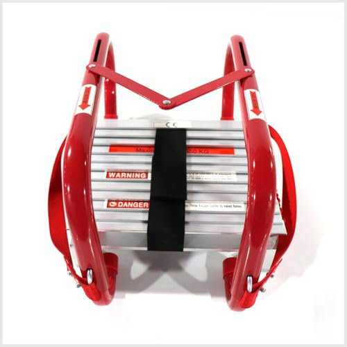 450cm,Fire Escape Ladder, Emergency Portable Safety Ladder with Anti-Slip Rungs and Wide Steps V Center Suitable for Windows and Balcony