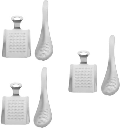 Cabilock 3 Juegos Molinillo De Acero Inoxidable Rallador De Queso Con Recipiente Plato Rallador De Ajo Moler Patatas Y Otros Vegetales Verduras Vegliss Cuchara Comida Para Bebé 2 Piezas * 3