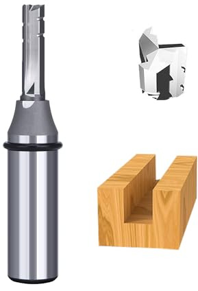 HUHAO TCT Straight Router Bits 1/2 Inch Shank,20mm Cutting Depth, 3 Flute Carbide Tipped CNC Milling Cutters for Precision Cutting, Shaping & Trimming