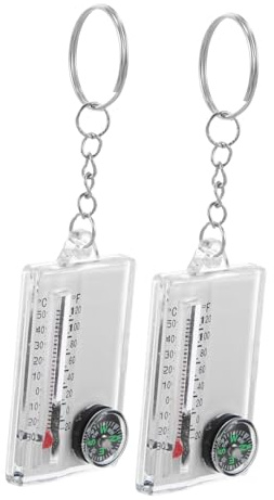 BESTonZON 2Stücke Tragbarer Kompass Mit Thermometer Schlüsselanhänger Kompass Für Camping Und Outdoor Aktivitäten Kleiner Für Wanderungen