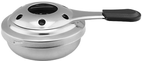 Alcohol Burner, Stainless Steel Mini Alcohol Stove with Anti-Scald Handle and Safety Cover, Portable Fondue Burner for Camping Panic Cooking Pot