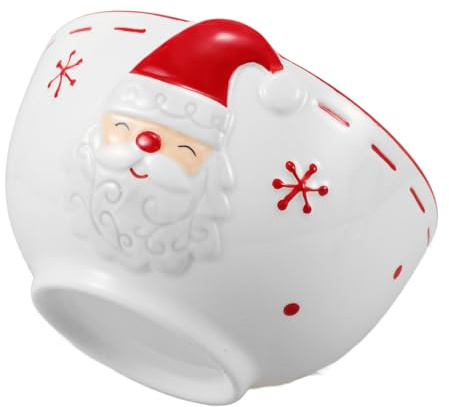 ULTECHNOVO Tazón De Cerámica Festivo Ensaladera Individual Papá Noel Muñeco De Helado Postres Cuenco Navideño Vajilla