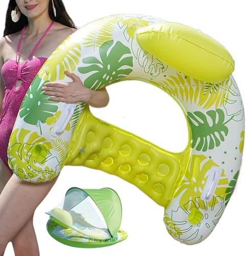 Renopfect Flotteur de piscine gonflable - Avec fonction de couchage - Avec porte-gobelet et île de natation ergonomique - Pour homme et femme - En été au bord de la rivière et du lac